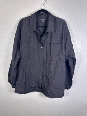 Athleta Women's Black Lightweight Snap
Button Basic Jacket Mid-Length XL